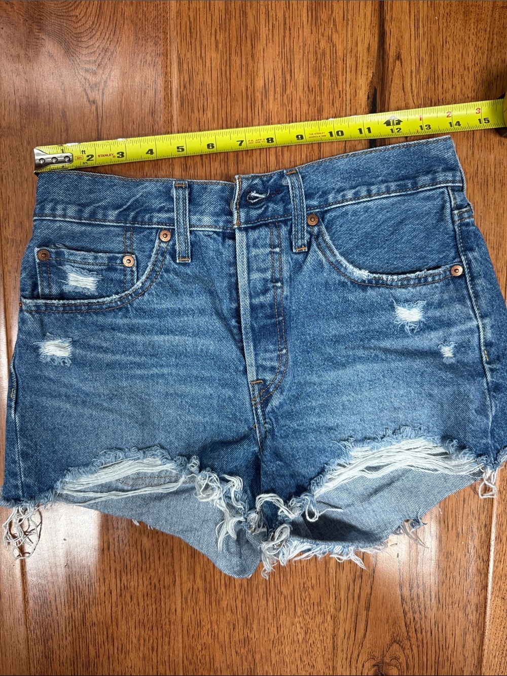 Levi's Distressed Blue Denim Cutoff Shorts